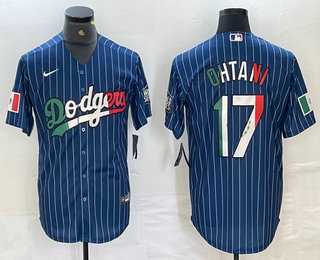 Men's Los Angeles Dodgers #17 Shohei Ohtani Mexico Blue Pinstripe Cool Base Stitched Jerseys,We sell and wholesale Men's Los Angeles Dodgers #17 Shohei Ohtani Mexico Blue Pinstripe Cool Base Stitched Jerseys on line form chian!
